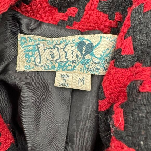 Jolt womens Medium black red wool blend coat jacket peacoat pockets buttons goth - Picture 6 of 8